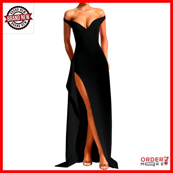 Sleeveless Maxi Dress High Slit Deep V-Neck Backless Party Evening Gown